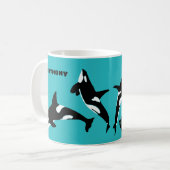 Orcas Killer Whales Aquamarin Blue Personalisiert Kaffeetasse (Vorderseite Links)
