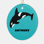 Orcas Killer Whales Aquamarin Blue Personalisiert Keramik Ornament (Links)