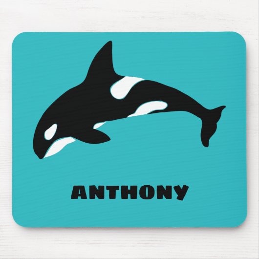 Orcas Killer Whales Aquamarin Blue Personalisiert Mousepad (Vorne)
