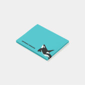 Orcas Killer Whales Aquamarin Blue Personalisiert Post-it Klebezettel (angewinkelt)