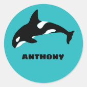 Orcas Killer Whales Aquamarin Blue Personalisiert Runder Aufkleber (Vorderseite)