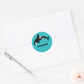 Orcas Killer Whales Aquamarin Blue Personalisiert Runder Aufkleber (Umschlag)
