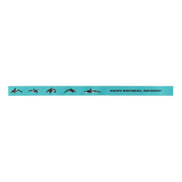 Orcas Killer Whales Aquamarin Blue Personalisiert Satinband