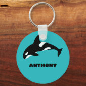 Orcas Killer Whales Aquamarin Blue Personalisiert Schlüsselanhänger (Vorderseite)