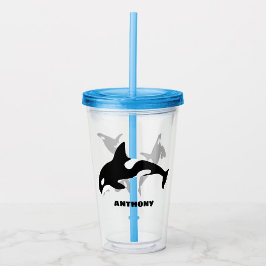 Orcas Killer Whales Personalisierte Reise Cup Acryltrinkbecher (Vorderseite)