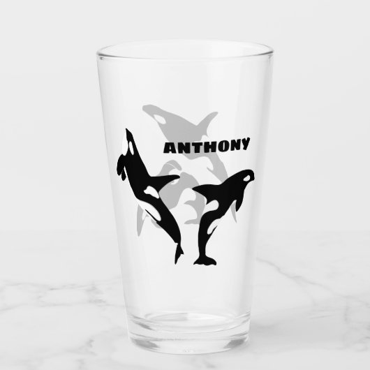 Orcas, Killerwale Personalisiert Glas (Vorderseite)