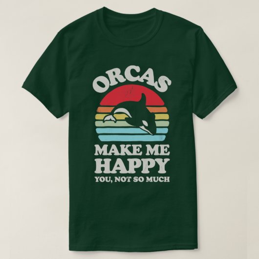 Orcas machen mich glücklich Sunset Retro für Männe T-Shirt (Design vorne)