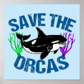 Orcas Niedlich Blue gerettet Poster (Vorne)