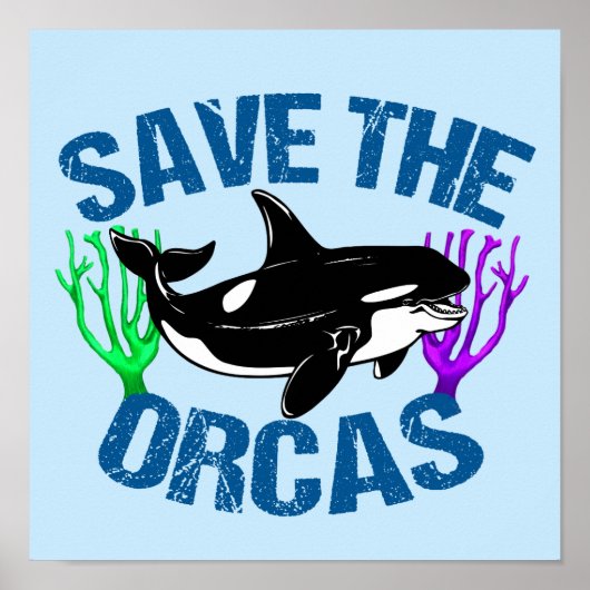 Orcas Niedlich Blue gerettet Poster (Vorne)