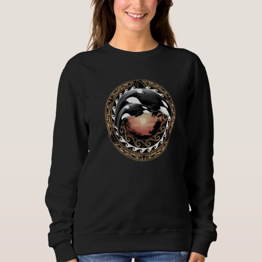 Orcas Polynesian Hawaiian Whale Cute Orca Sweatshirt (Vorderseite)