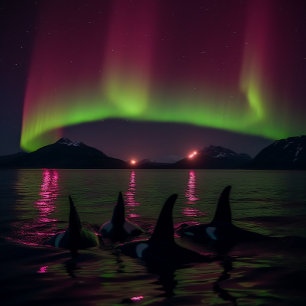 Orcas Swim in Lila Aurora - Killerwal Puzzle