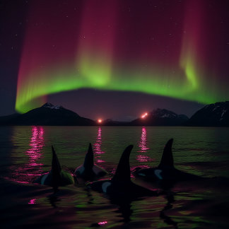 Orcas Swim in Lila Aurora - Killerwal Puzzle