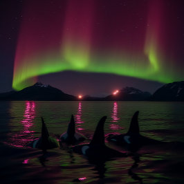 Orcas Swim in Lila Aurora - Killerwal Puzzle