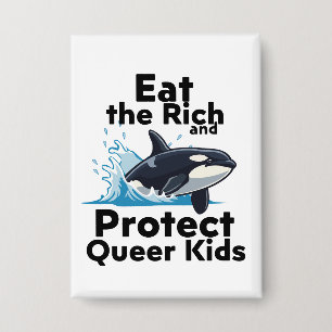 Orcas und queere Kinder Button