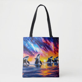 Orcas Under Galaxy Sky 02 Design von Rich AMeN Tasche