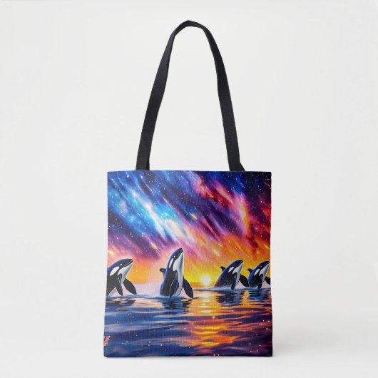 Orcas Under Galaxy Sky 02 Design von Rich AMeN Tasche (Vorderseite)
