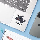 Orcat Funny Cat Orca Pub Aufkleber (Laptop mit iPhone)