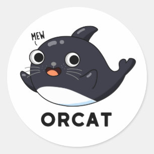 Orcat Funny Cat Orca Pub Runder Aufkleber