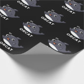Orcat Funny Cat Orca Pun Dark BG Geschenkpapier (Ecke)