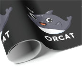 Orcat Funny Cat Orca Pun Dark BG Geschenkpapier (Rolleneckpunkt)