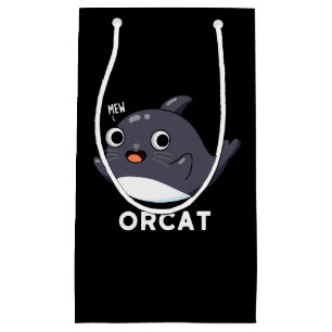 Orcat Funny Cat Orca Pun Dark BG Kleine Geschenktüte