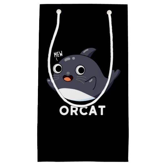 Orcat Funny Cat Orca Pun Dark BG Kleine Geschenktüte (Vorderseite)