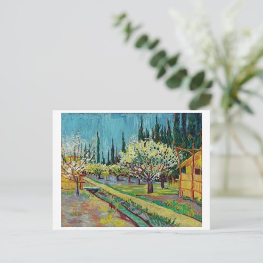 "ORCHARD BY CYPRESSES" VON VINCENT VAN GOGH POSTKARTE (Stehend Vorderseite)