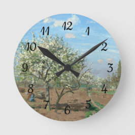 Orchard in Bloom, Louveciennes Camille Pissarro Runde Wanduhr