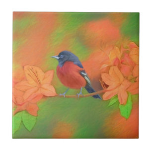 Orchard Oriole Songbird Malerei Original Bird Art Fliese