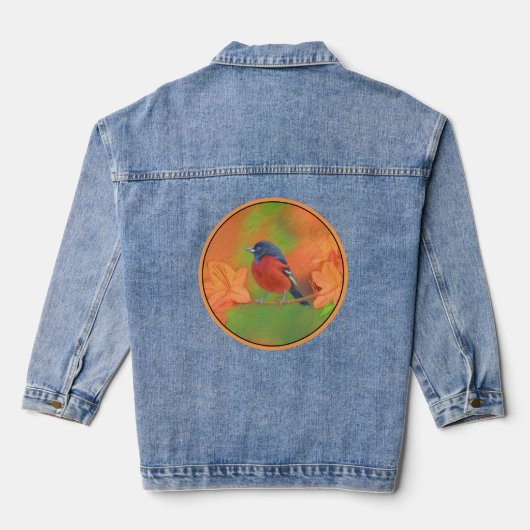 Orchard Oriole Songbird Malerei Original Bird Art Jeansjacke (Rückseite)