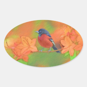 Orchard Oriole Songbird Malerei Original Bird Art Ovaler Aufkleber