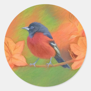 Orchard Oriole Songbird Malerei Original Bird Art Runder Aufkleber