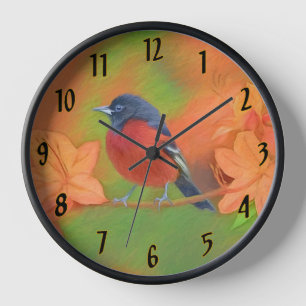 Orchard Oriole Songbird Malerei Original Bird Art Uhr
