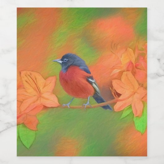 Orchard Oriole Songbird Malerei Original Bird Art Weinetikett (Einzelnes Label)