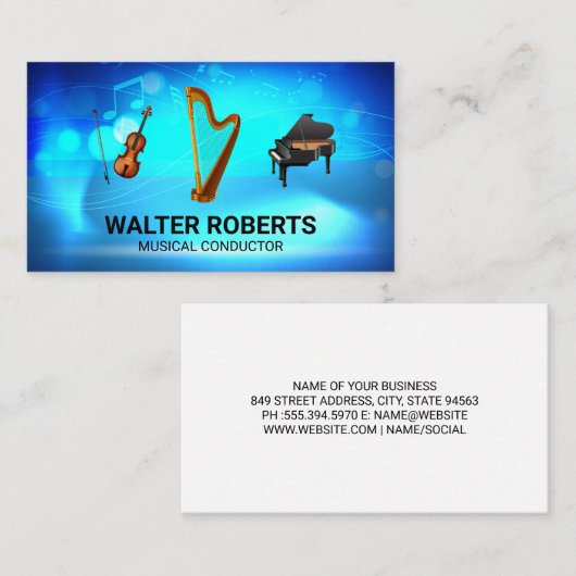 Orchester | Harn Violin Piano Visitenkarte (Vorne/Hinten)