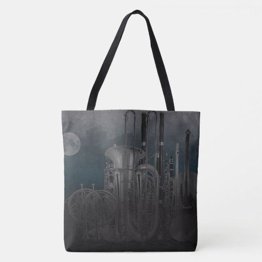 Orchester-Instrument-Nachtzeit-Moonlit Skyline Tasche (Vorderseite)