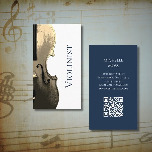 Orchester Violin Musiker Performer QR-Code Visitenkarte