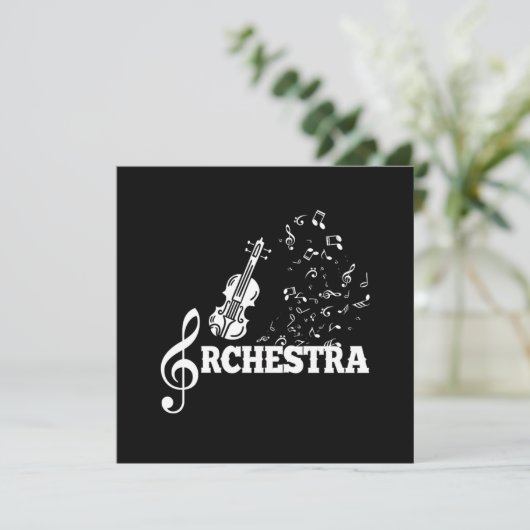 Orchestra Instrument Classical Music Note Gift Einladung (Stehend Vorderseite)
