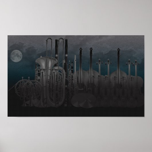 Orchestra Instrument Nighttime Skyline Poster (Vorne)