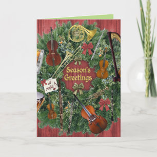 Orchestra Instruments Holiday Wreath, Joyful Note Feiertagskarte