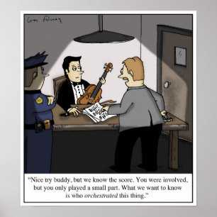 Orchestra Musician Classic Music Cartoon Poster