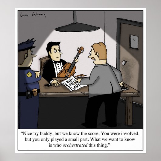 Orchestra Musician Classic Music Cartoon Poster (Vorne)