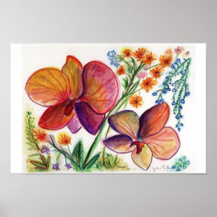 Orchid 31 Zwei orange Blume Poster