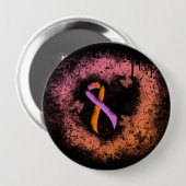Orchid and Orange Awareness Ribbon Grunge Herz Button (Vorne & Hinten)