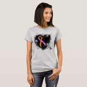 Orchid and Orange Awareness Ribbon Grunge Herz T-Shirt (Vorne ganz)