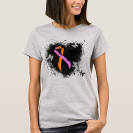 Orchid and Orange Awareness Ribbon Grunge Herz T-Shirt