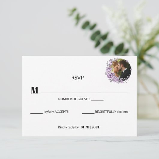 Orchid-Antwortkarte für Aquarellfarben RSVP Karte (Stehend Vorderseite)