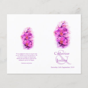 Orchid Aquarell lila rosa Hochzeitsprogramm