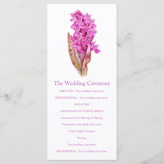 Orchid Aquarell Rosa Hochzeitsprogramm Karte (Rückseite)