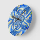 Orchid Aquarellmalerei, Brise, Wolken Mandala Runde Wanduhr (Winkel)